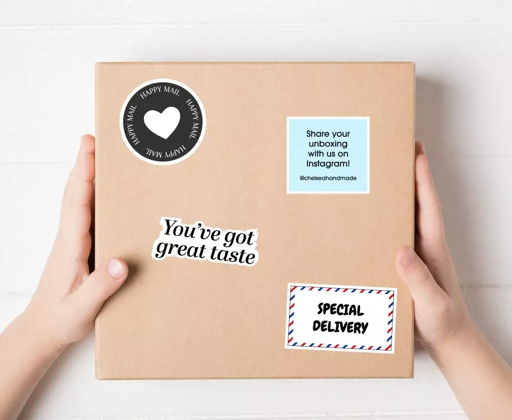 custom stickers on a package